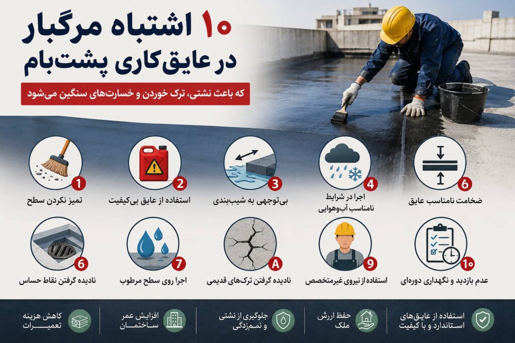 10 اشتباه مرگبار در عایق‌کاری پشت‌بام که می‌تواند خسارت‌های میلیاردی ایجاد کند